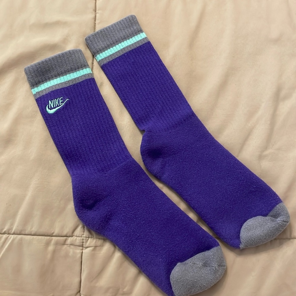 Nike purple teal and grey socks
